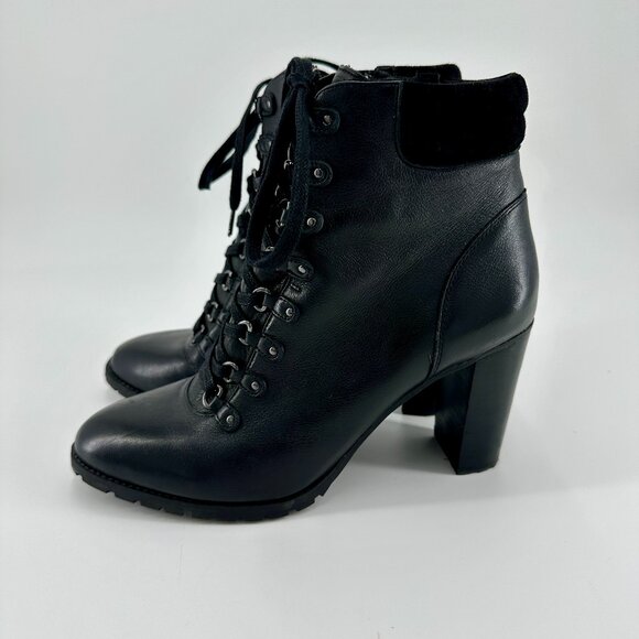 ANTONIO MELANI Shoes - Antonio Melani Womens Black Leather Lace Up & Zip Ankle Boots Booties Size 8M